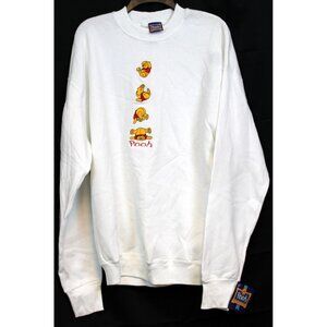 VTG 90s NWT Disney Winnie the Pooh Sweatshirt Embroidered Tumbling White Sz Lg